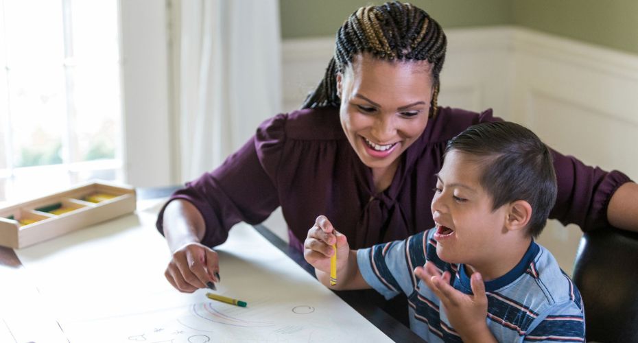Woman smiling with child