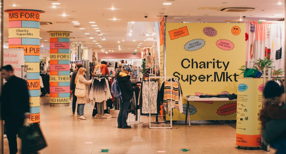 An image of a pop up charity shop in a department store