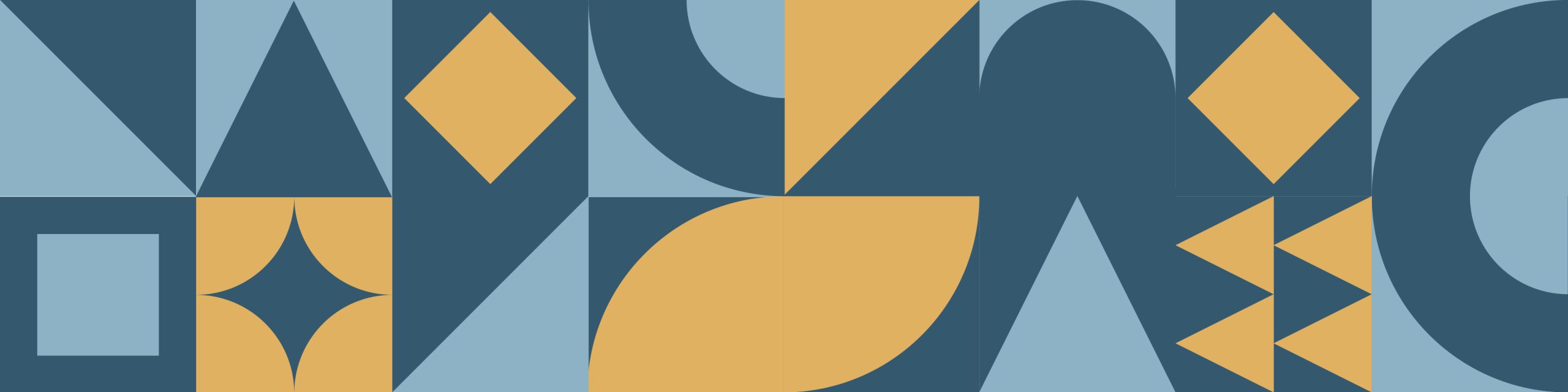 Artisitic graphic showing pattern of yellow, light blue and dark blue