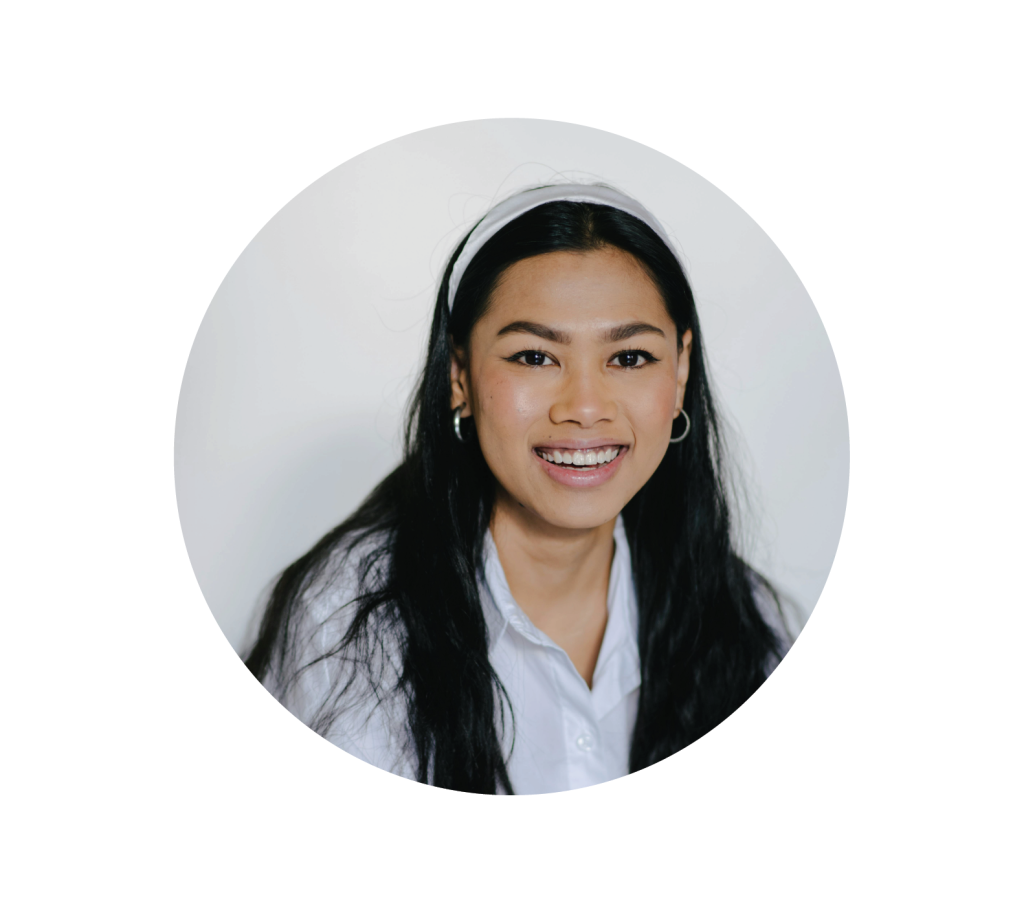 Woman smiling with white headband