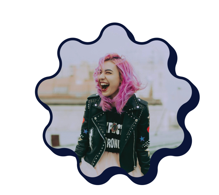 Girl with Pink hair looking expressive