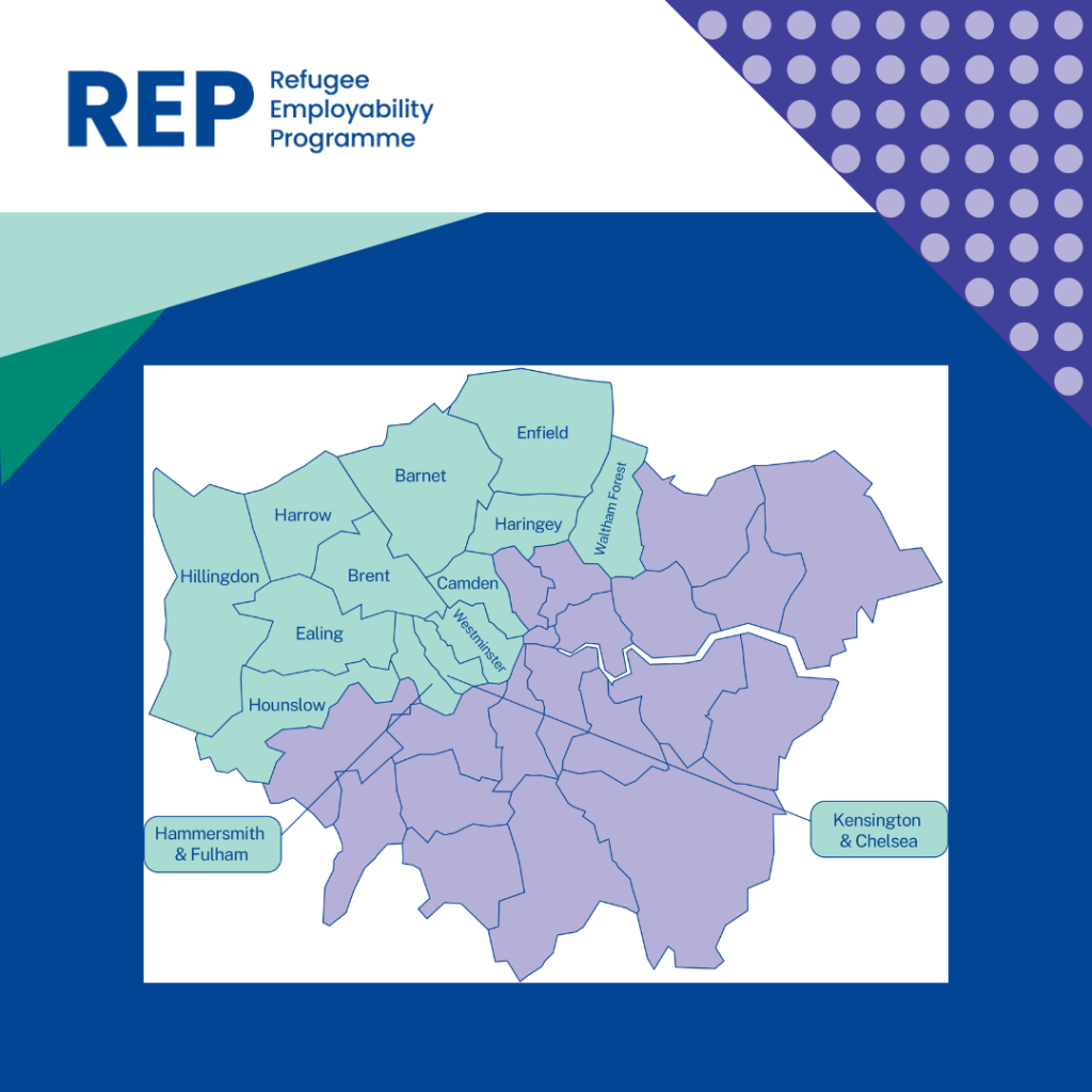 Map of locations for Refugee Employability Programme.