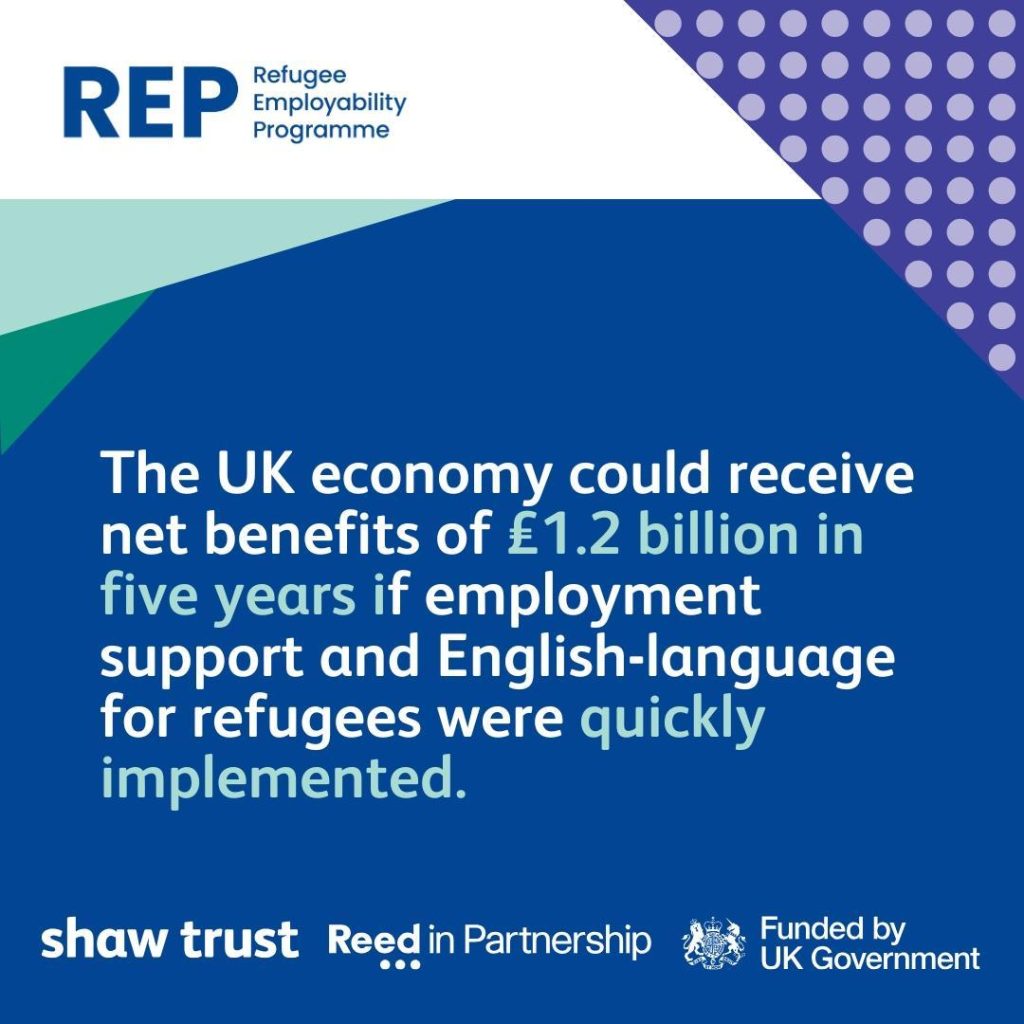 "The UK economy could receive net benefits of £1.2 billion in five years if employment support and english-language for refugees were quickly implemented."