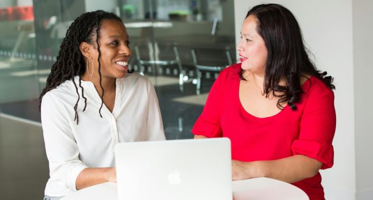 Two women talking