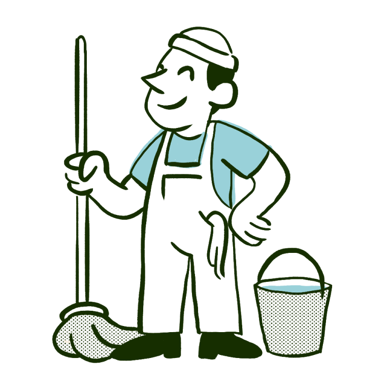 illustration of man cleaning