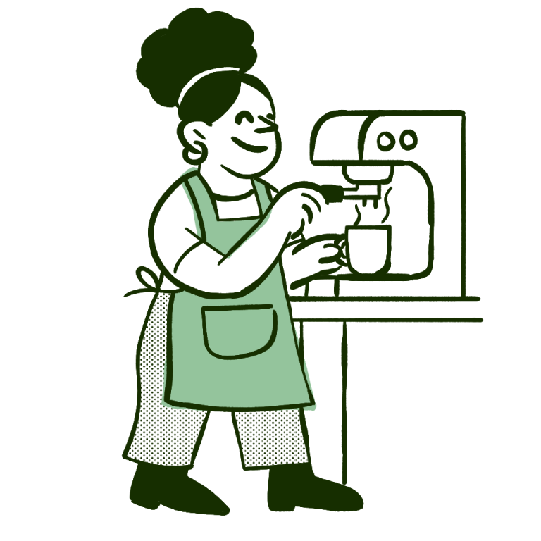 Illustration of person making a coffee