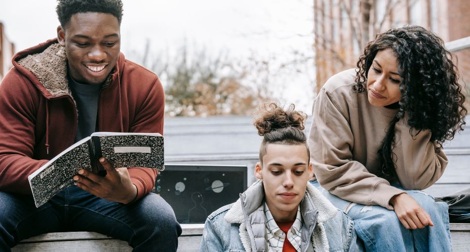 Young people working together