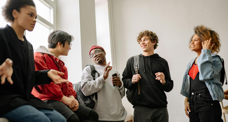 Group of young people talking