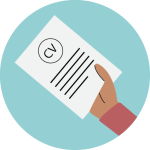 Hand holding a CV, Illustrated icon