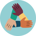 Diverse hands, illustrated icon