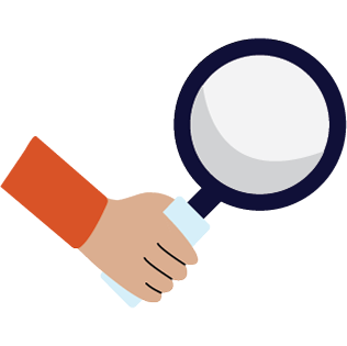 illustration of hand with magnifying glass