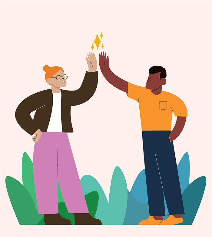 illustration of two people high-fiving