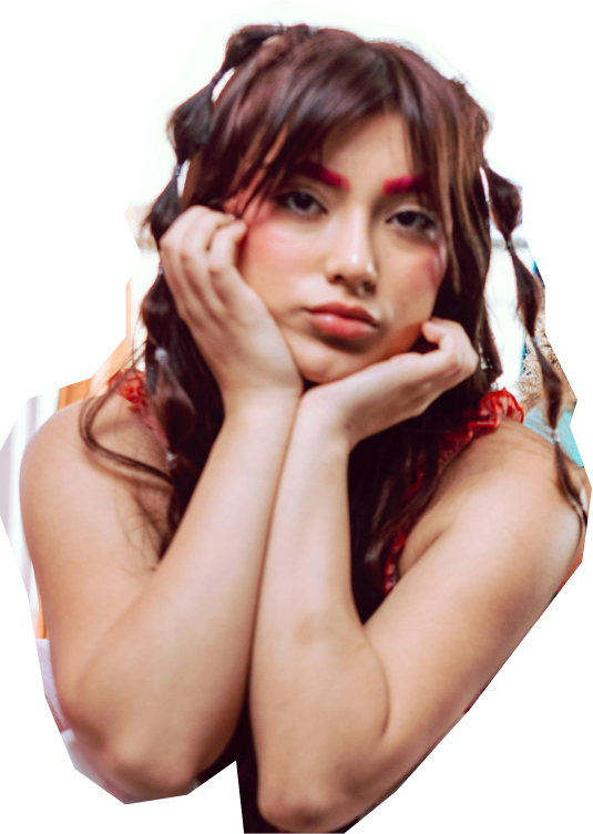 Girl with brown hair posing