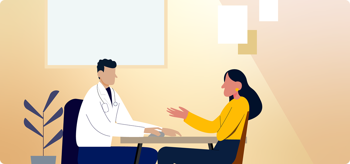 illustration of person talking with GP