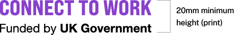 Connect to work funded by UK government logo with minimum sizing