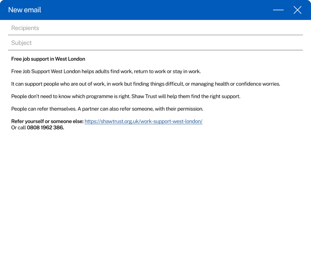 Free job support in West London email